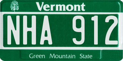 VT license plate NHA912