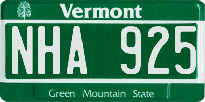 VT license plate NHA925