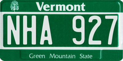 VT license plate NHA927