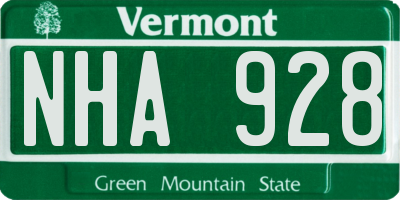 VT license plate NHA928