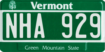 VT license plate NHA929
