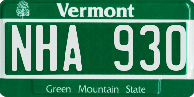 VT license plate NHA930
