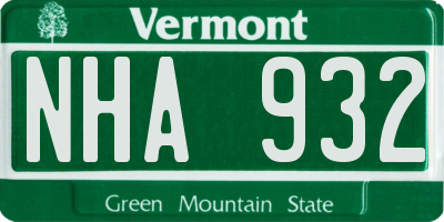 VT license plate NHA932