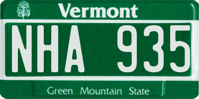 VT license plate NHA935