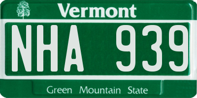 VT license plate NHA939