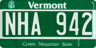 VT license plate NHA942