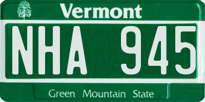 VT license plate NHA945