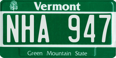 VT license plate NHA947