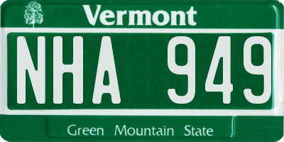 VT license plate NHA949