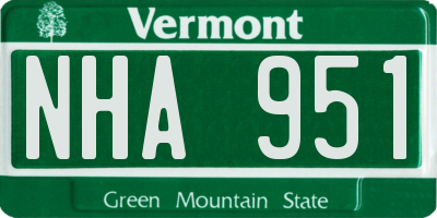VT license plate NHA951