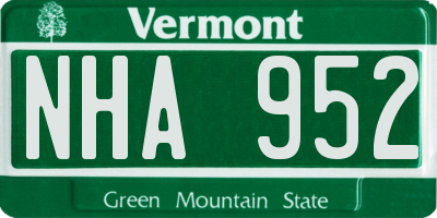 VT license plate NHA952