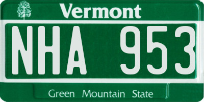 VT license plate NHA953