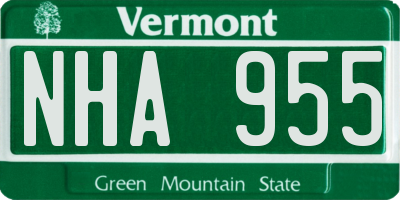 VT license plate NHA955