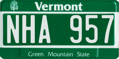 VT license plate NHA957