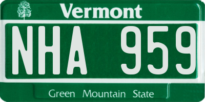 VT license plate NHA959