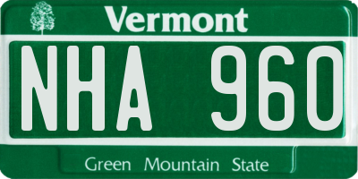 VT license plate NHA960