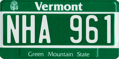 VT license plate NHA961