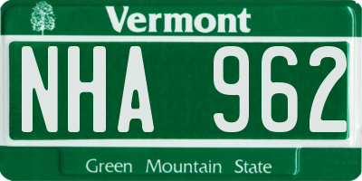 VT license plate NHA962