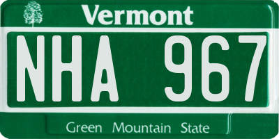 VT license plate NHA967