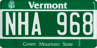 VT license plate NHA968