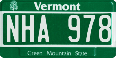 VT license plate NHA978