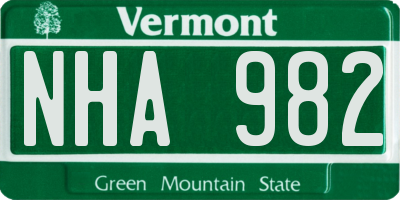 VT license plate NHA982