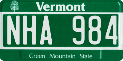 VT license plate NHA984