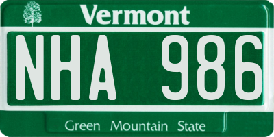 VT license plate NHA986