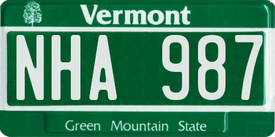 VT license plate NHA987