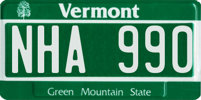VT license plate NHA990