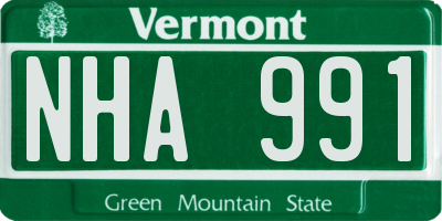 VT license plate NHA991
