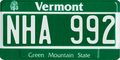 VT license plate NHA992