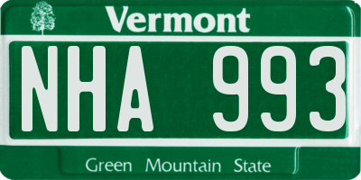 VT license plate NHA993