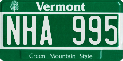VT license plate NHA995