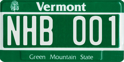 VT license plate NHB001