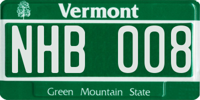 VT license plate NHB008