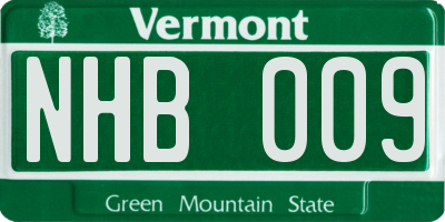 VT license plate NHB009