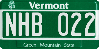 VT license plate NHB022