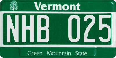 VT license plate NHB025