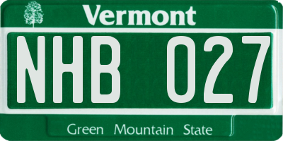 VT license plate NHB027