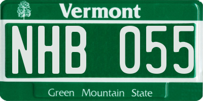 VT license plate NHB055