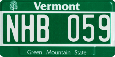 VT license plate NHB059