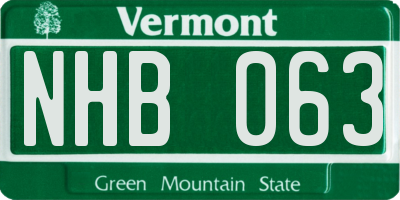 VT license plate NHB063