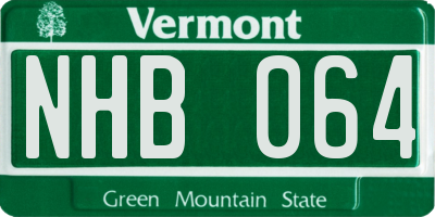 VT license plate NHB064