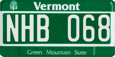 VT license plate NHB068