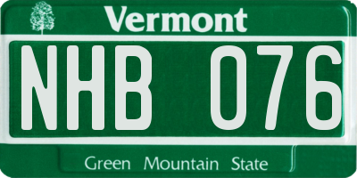 VT license plate NHB076