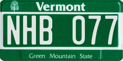 VT license plate NHB077