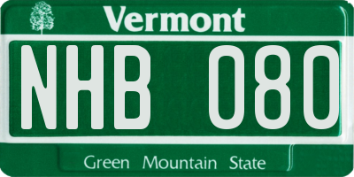 VT license plate NHB080