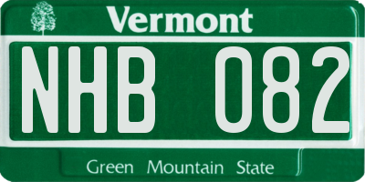 VT license plate NHB082