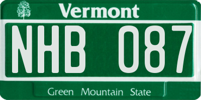 VT license plate NHB087
